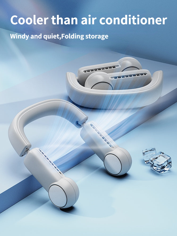 Portable Mini Neck Fan Portable Bladeless Fan USB Rechargeable Leafless Hanging Fans Air Cooler Cooling Wearable Neckband Fans