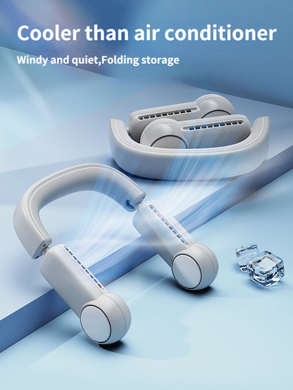 Portable Mini Neck Fan Portable Bladeless Fan USB Rechargeable Leafless Hanging Fans Air Cooler Cooling Wearable Neckband Fans