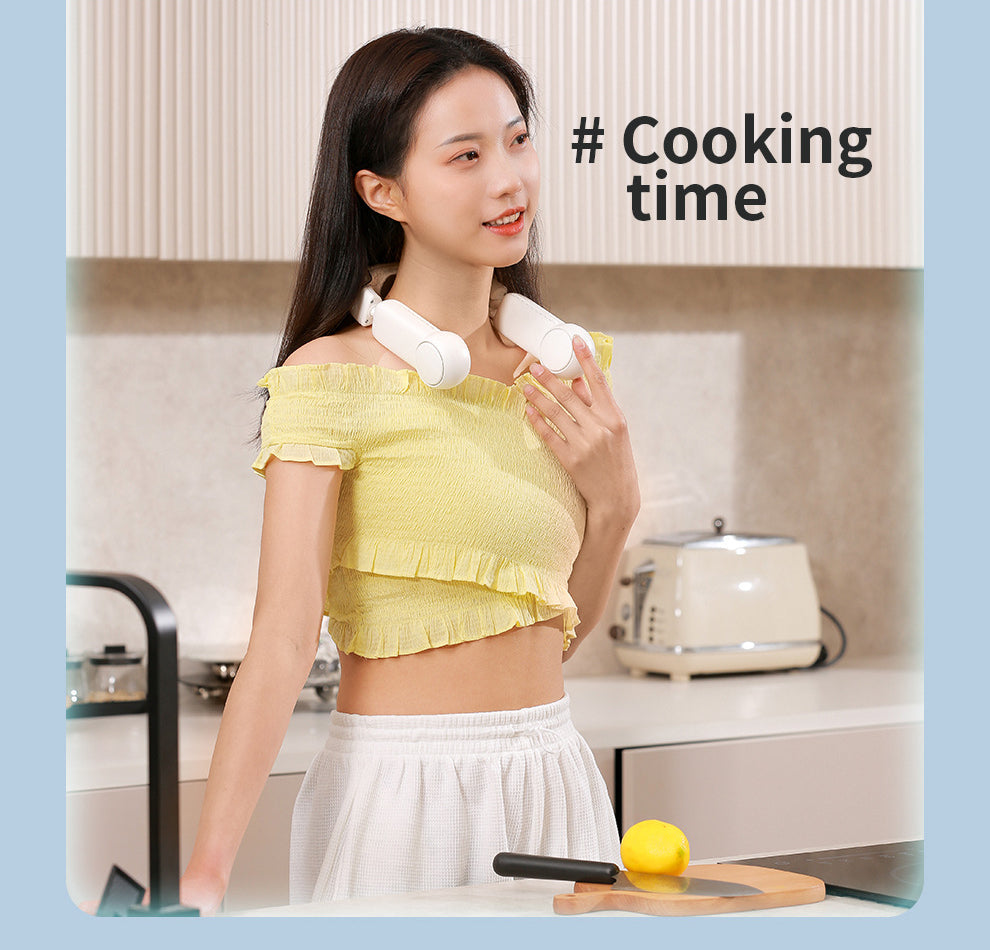 Portable Mini Neck Fan Portable Bladeless Fan USB Rechargeable Leafless Hanging Fans Air Cooler Cooling Wearable Neckband Fans