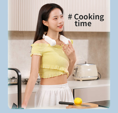 Portable Mini Neck Fan Portable Bladeless Fan USB Rechargeable Leafless Hanging Fans Air Cooler Cooling Wearable Neckband Fans