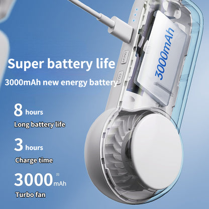 Portable Mini Neck Fan Portable Bladeless Fan USB Rechargeable Leafless Hanging Fans Air Cooler Cooling Wearable Neckband Fans