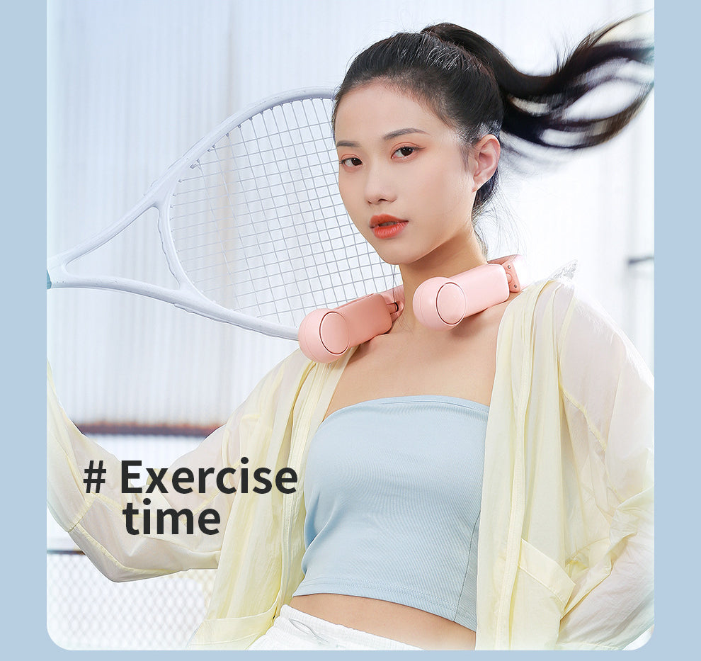 Portable Mini Neck Fan Portable Bladeless Fan USB Rechargeable Leafless Hanging Fans Air Cooler Cooling Wearable Neckband Fans