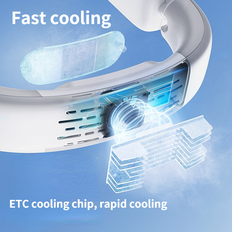 Portable Mini Neck Fan Portable Bladeless Fan USB Rechargeable Leafless Hanging Fans Air Cooler Cooling Wearable Neckband Fans