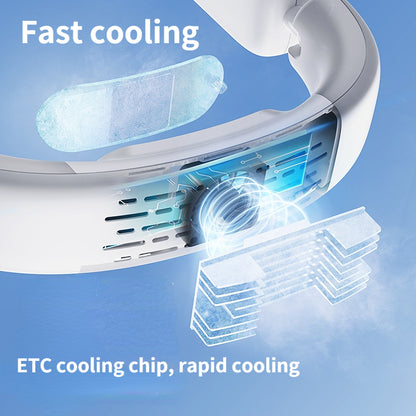 Portable Mini Neck Fan Portable Bladeless Fan USB Rechargeable Leafless Hanging Fans Air Cooler Cooling Wearable Neckband Fans